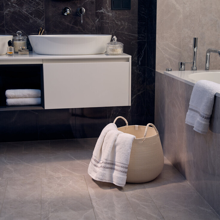 Корзина хлопковая Уют молочная 30 см - мобильное фото 2